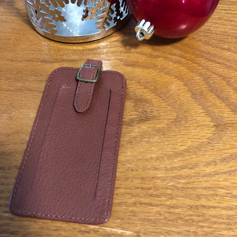 Leather brown Ahead luggage tag Logo CA